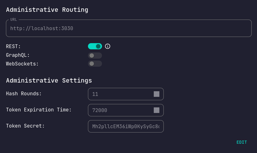 Admin Config Section