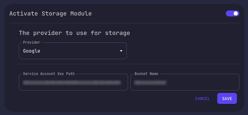 Configuration Edit Google