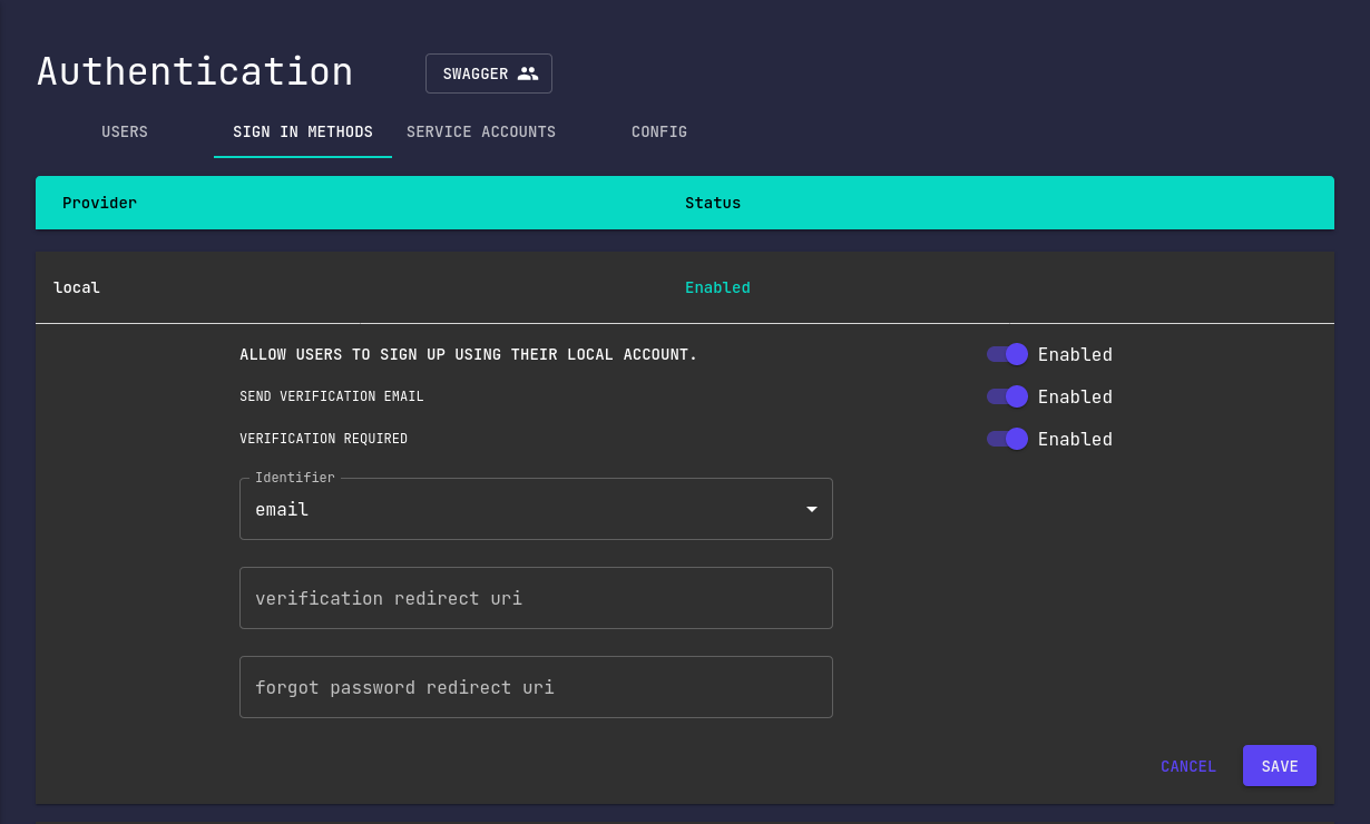 Enable sign-in method