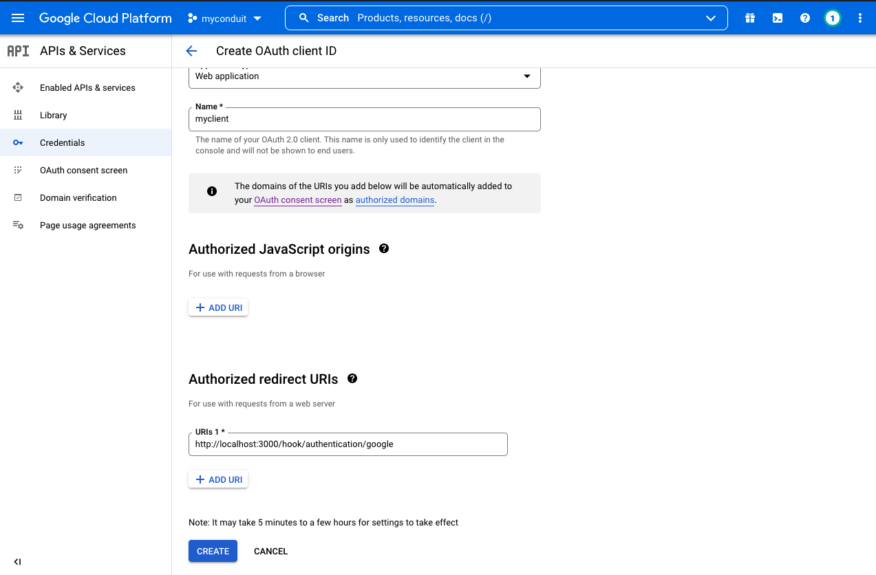 Google Redirect URI