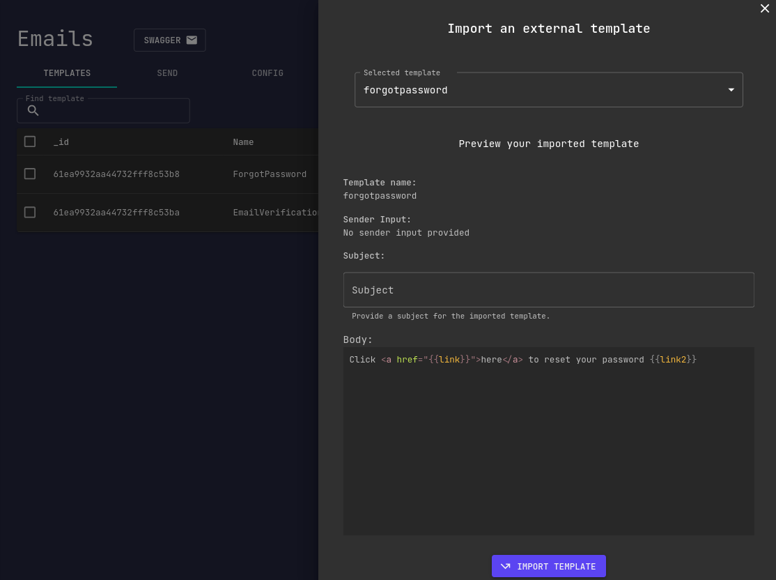 Import Email Template