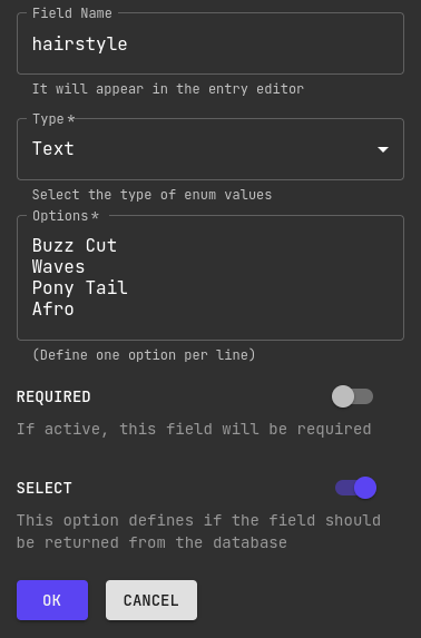 Schema Field Edit Enum