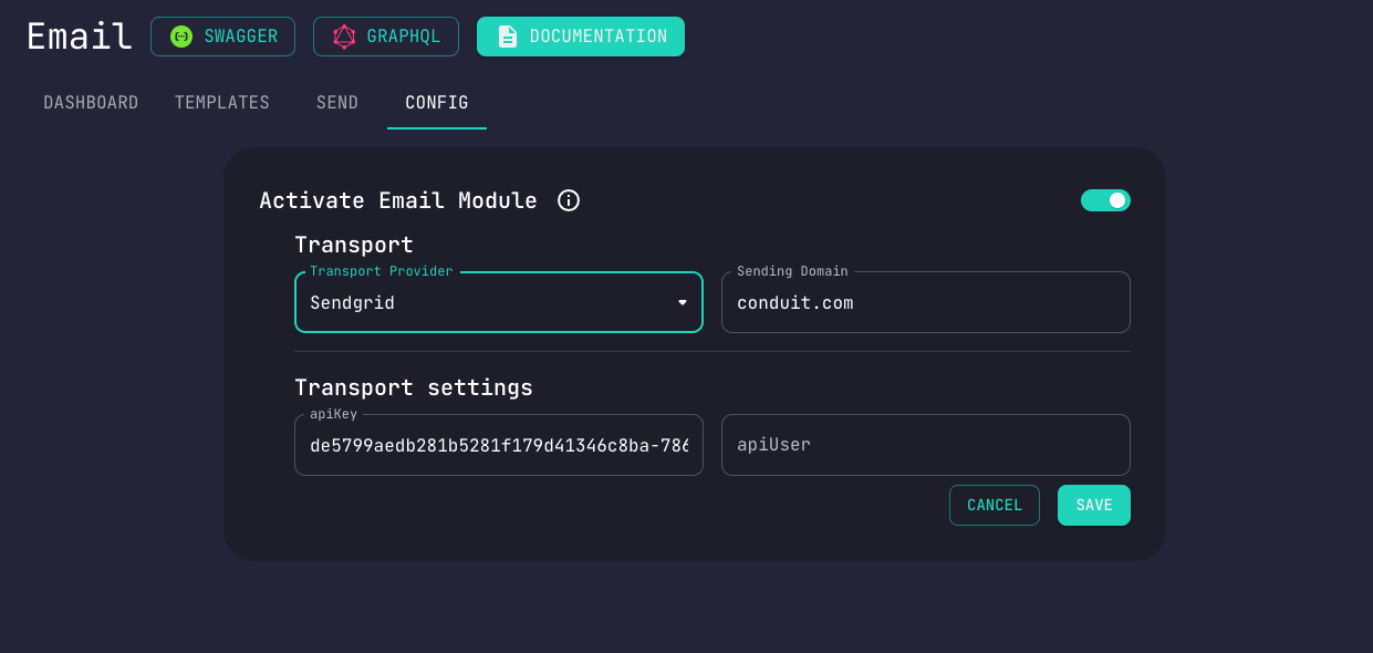 Sendgrid Configuration