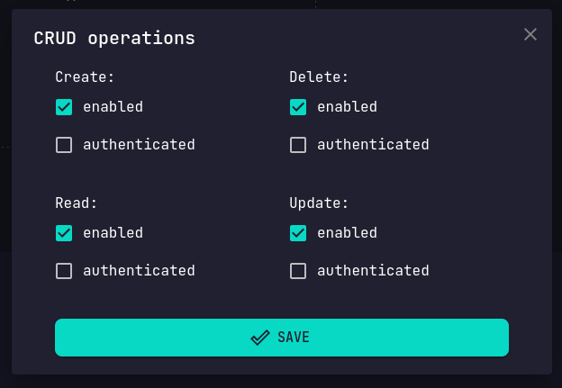 CRUD Operations Configuration